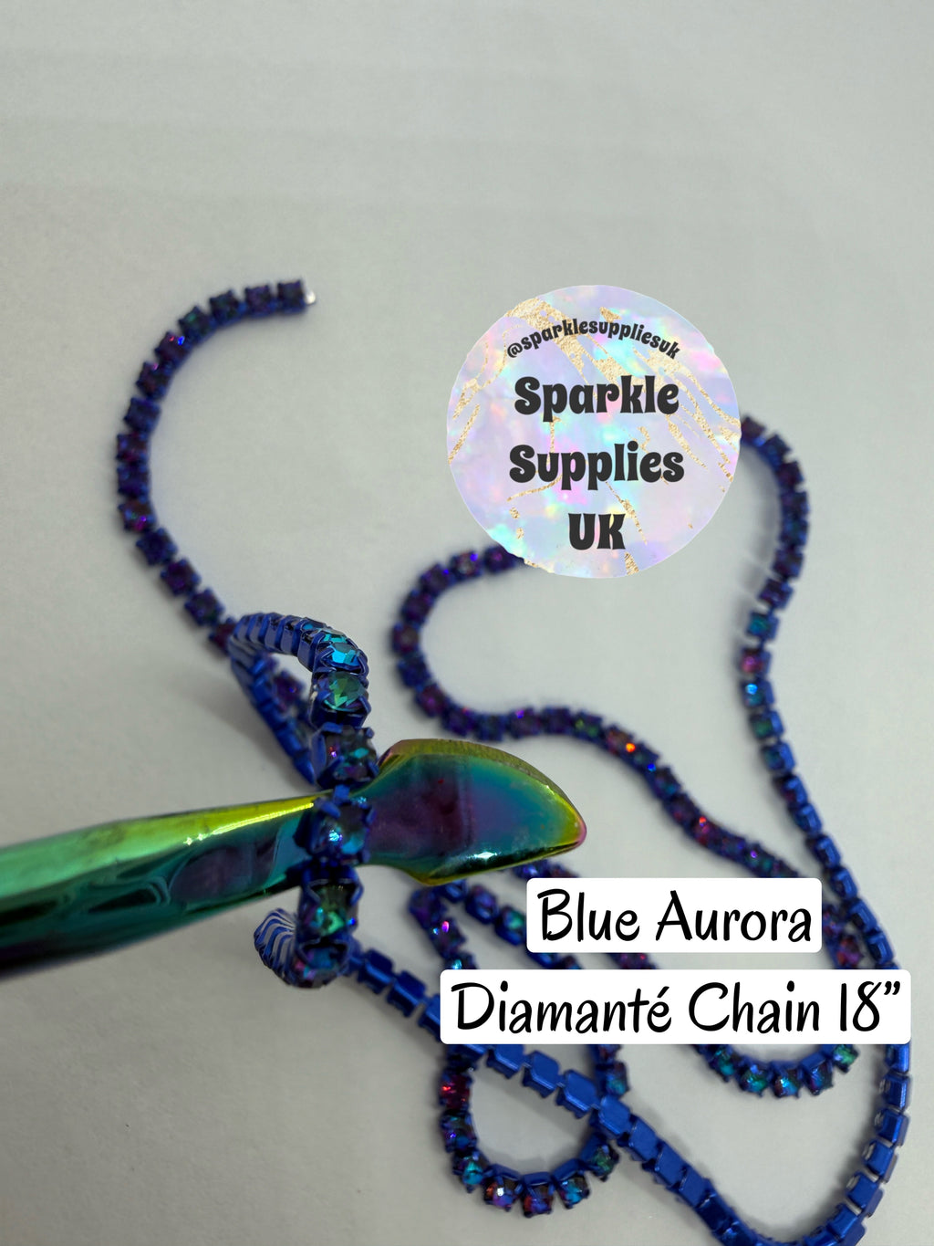 Blue Aurora Diamanté Chain 18”