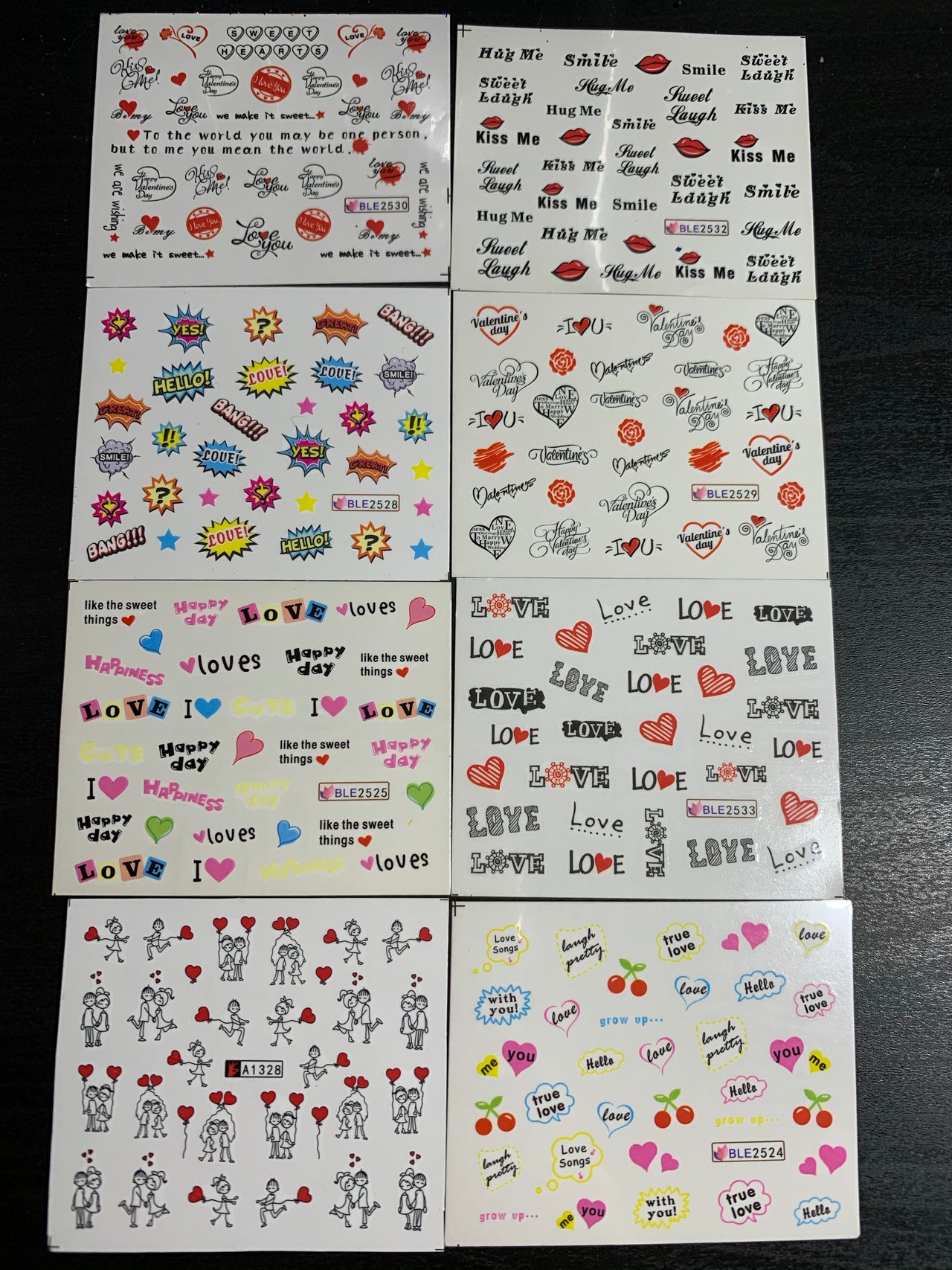 Valentine Decals x 8 (Val 2)