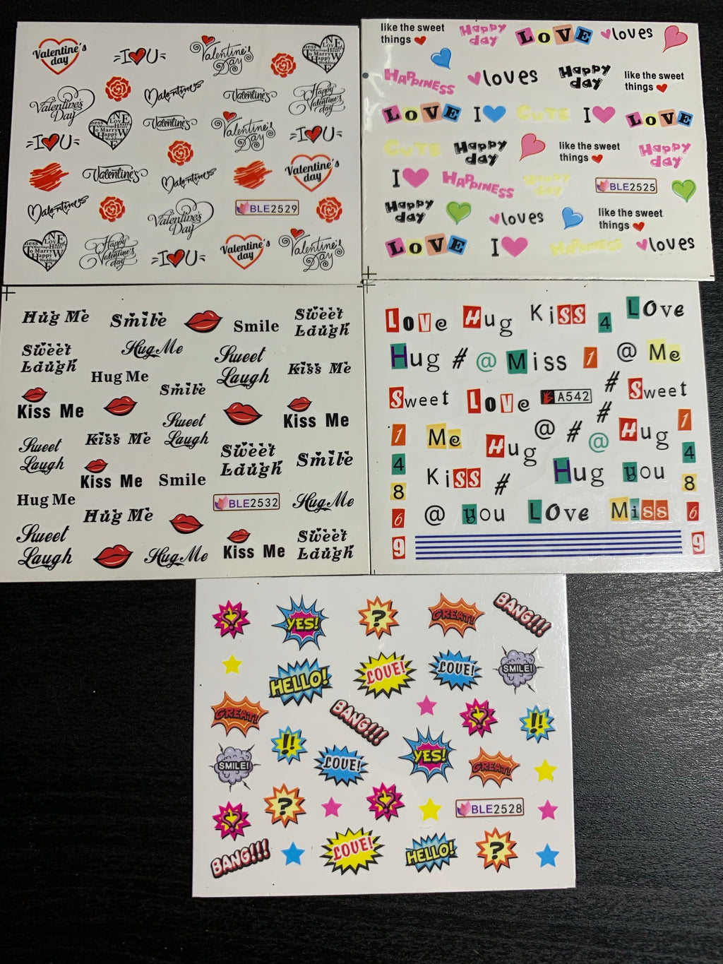 Valentines Decals x 5 (Val 5)