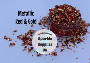 Metallic Flakes Soft Red & Gold