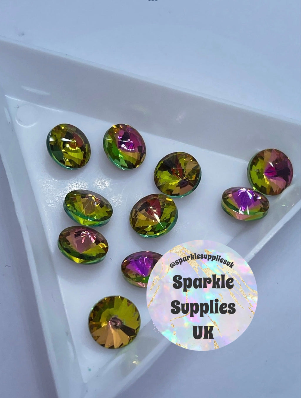 Pink Chameleon Rivoli Glass Crystals 8mm (10 Pack)