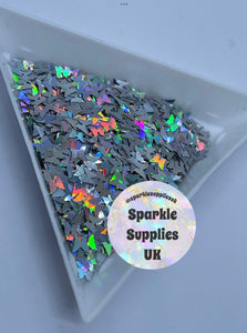 Silver Holographic Butterflies