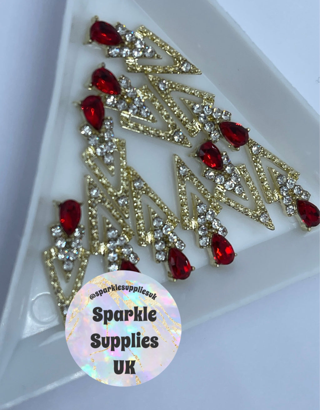 Beautiful Ruby Triangle Charms (10 Pack)