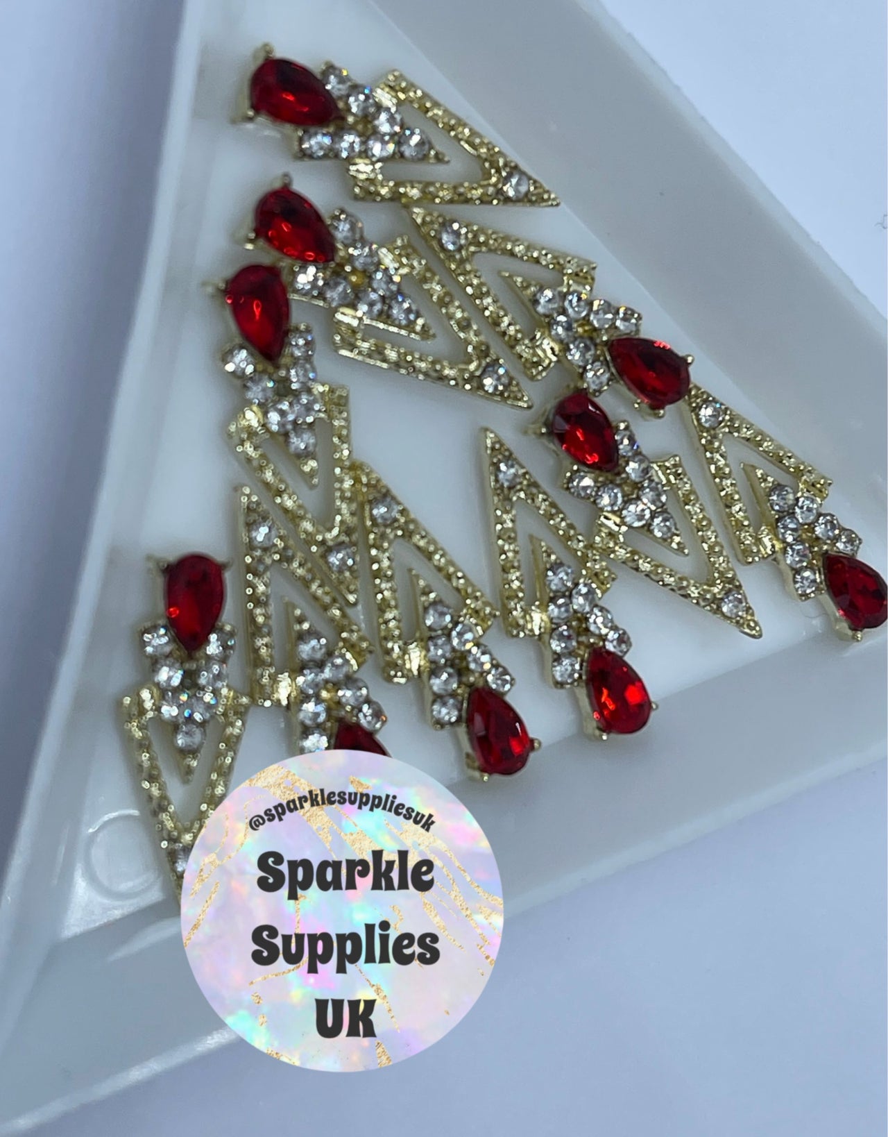 Beautiful Ruby Triangle Charms (10 Pack)