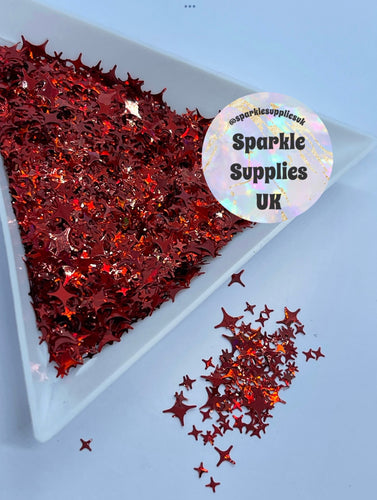 Spangle Stars Holographic Red