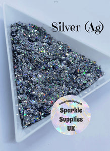 Silver (Ag) Holographic Ultra Soft Flakes