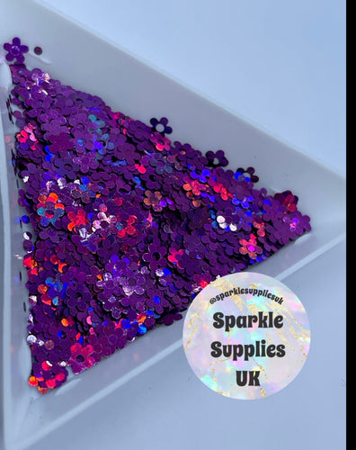 Holographic Purple Flower Slices