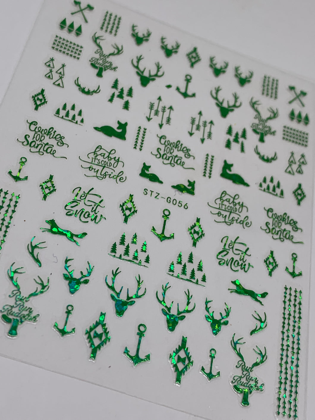 Holographic Christmas Sticker Sheet (Green)