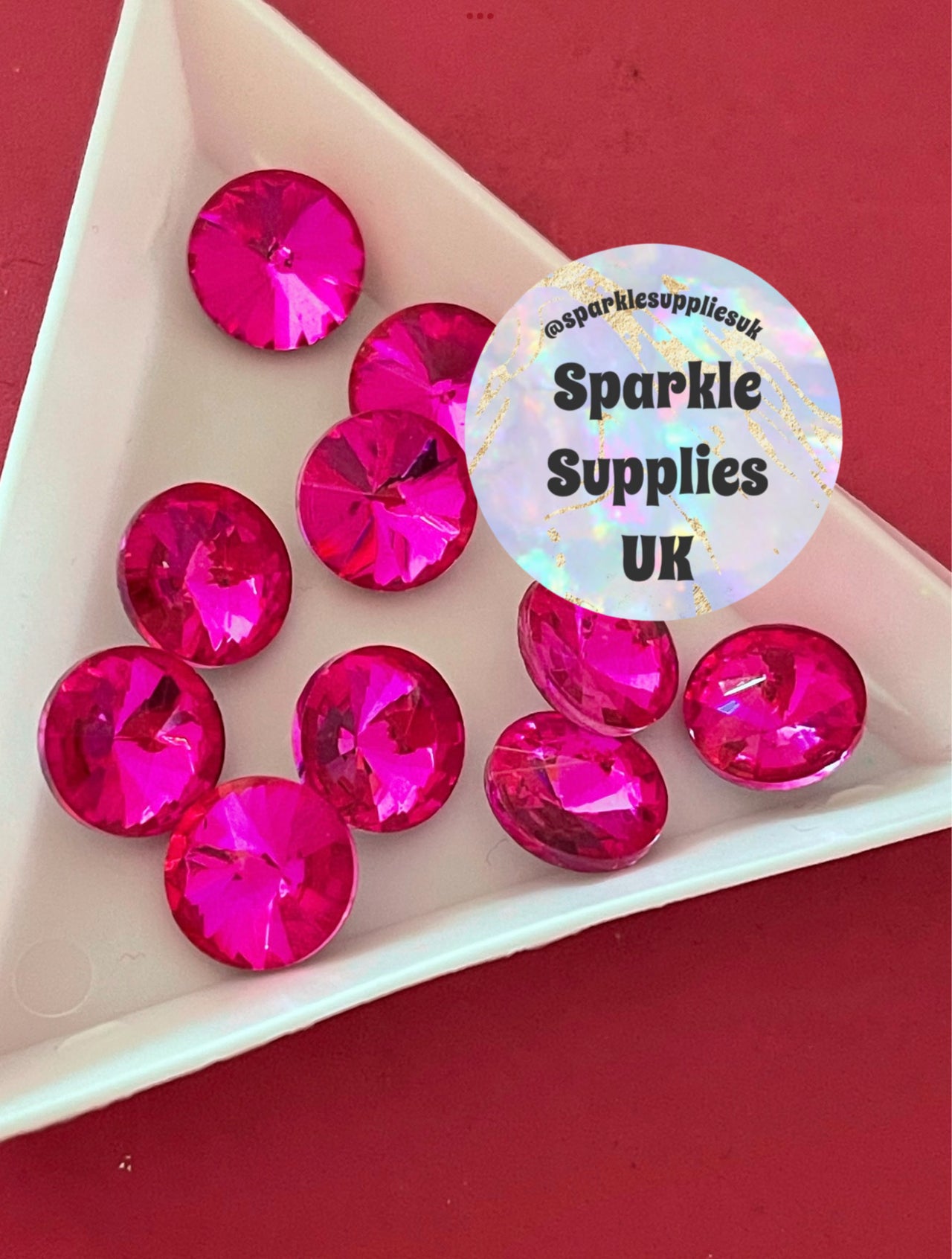Rosey Rivoli Glass Crystals 10mm (10 Pack)