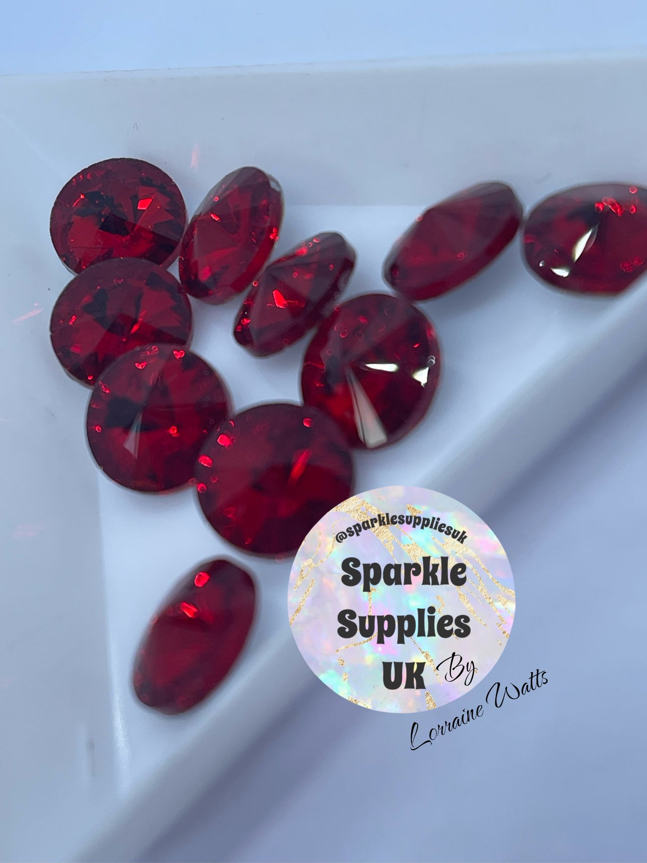 Ruby Rivoli Glass Crystals 10mm (10 Pack)